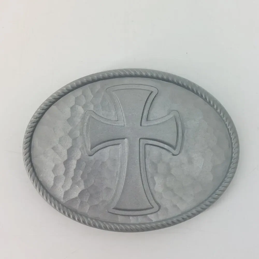 Cross Belt Buckle Great American Products 2006 Christian Oval Hammered